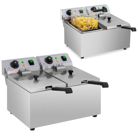 FRYTOWNICA PODWÓJNA GASTRONOMICZNA ELEKTRYCZNA 230 V 2 X 3200W 2 X 8 L