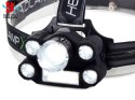 Latarka czołowa bailong 5x led + cob cree xm-l t6