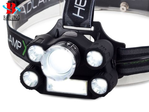 Latarka czołowa bailong 5x led + cob cree xm-l t6 Latarka czołowa bailong 5x led + cob cree xm-l t6