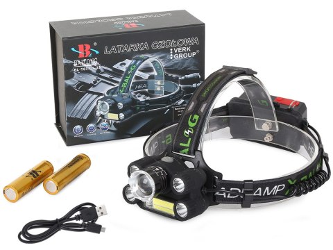 Latarka czołowa bailong 5x led + cob cree xm-l t6 Latarka czołowa bailong 5x led + cob cree xm-l t6