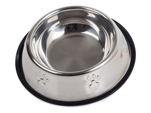 Miska metalowa dla psa kota srebrna na gumie 0,5l Miska metalowa dla psa kota srebrna na gumie 0,5l