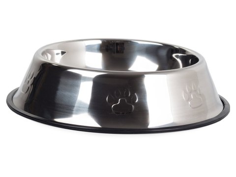 Miska metalowa dla psa kota srebrna na gumie 1,3l Miska metalowa dla psa kota srebrna na gumie 1,3l