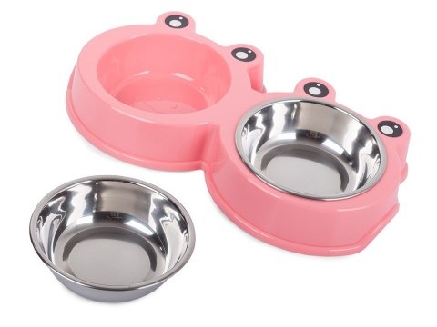 Miska podwójna dla psa kota metalowa 0,175l x 2 Miska podwójna dla psa kota metalowa 0,175l x 2