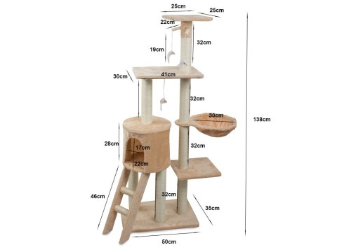 Drapak dla kota drzewko wieża legowisko 138cm Drapak dla kota drzewko wieża legowisko 138cm