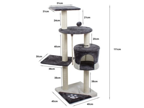 Drapak dla kota drzewo domek legowisko wieża 111cm Drapak dla kota drzewo domek legowisko wieża 111cm